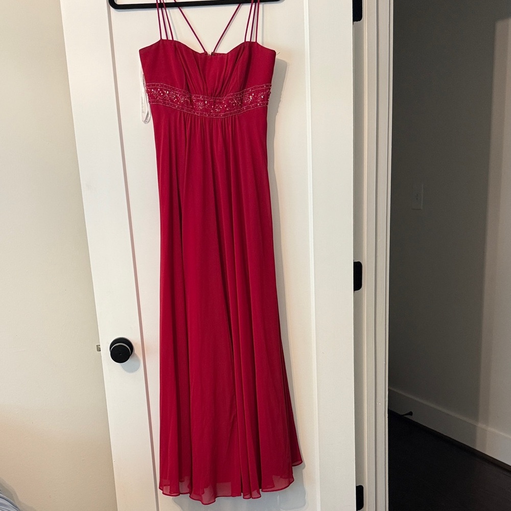 David's Bridal Strapless Red Dress